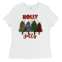 White holly jolly Christmas trees Ladies Tee - RanaPortraitStore