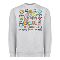 Heather Grey god is so much bigger than malia Heavyweight Sweatshirt - MaliasSmallBusiness