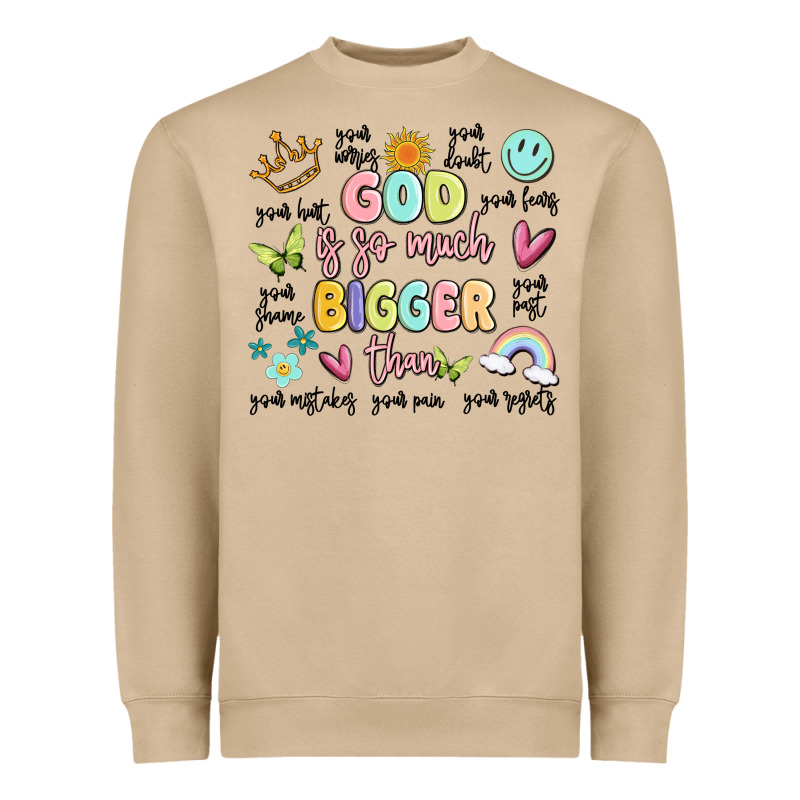 God Is So Much Bigger Than Malia Heavyweight Sweatshirt by MaliasSmallBusiness | Teevron