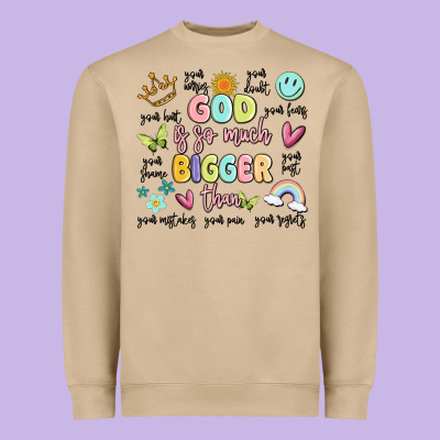 God Is So Much Bigger Than Malia Heavyweight Sweatshirt Designed By Maliassmallbusiness