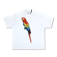 White Scarlet Macaw Parrot Urban Heavy Tee - LillyAllenDesigns