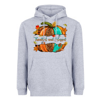Heather Grey pumpkin thankful and blessed Heavyweight Hoodie - NancyCooperArtShop