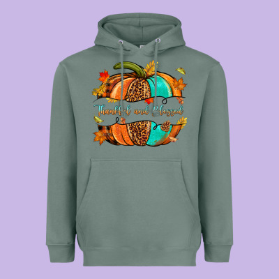 Pumpkin Thankful And Blessed Heavyweight Hoodie Designed By Nancycooperartshop
