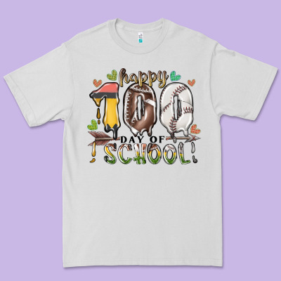Happy 100 Day Of School American Football Baseball Premium Tee Designed By Racoondesign