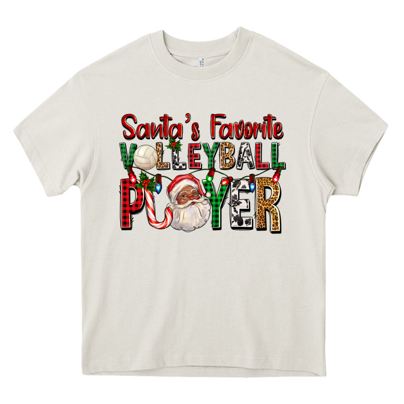 Afro Santa's Favorite Volleyball Player For Christ Heavy Core Tee by FaDigitalArtStudio | Teevron
