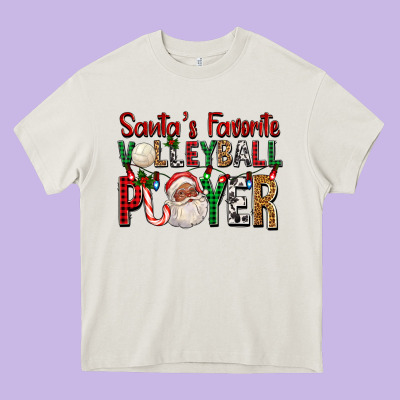 Afro Santa's Favorite Volleyball Player For Christ Heavy Core Tee Designed By Fadigitalartstudio