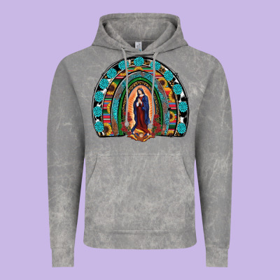 Lady Of Guadalupe Rainbow Vintage Hoodie Designed By Ranaportraitstore