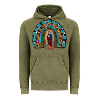 Vintage Olive Lady Of Guadalupe Rainbow Vintage Hoodie - RanaPortraitStore