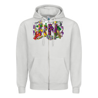 Dove Grey RN Registered Nurse Mardi Gras Zipper Hoodie - LillyAllenDesigns