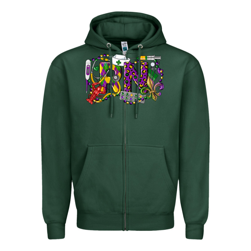 Rn Registered Nurse Mardi Gras Zipper Hoodie by LillyAllenDesigns | Teevron