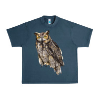 Midnight Navy Great Horned Owl Urban Heavy Tee - LillyAllenDesigns