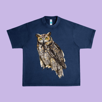 Great Horned Owl Urban Heavy Tee Designed By Lillyallendesigns