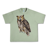Oil Green Great Horned Owl Urban Heavy Tee - LillyAllenDesigns