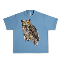 Pebble Blue Great Horned Owl Urban Heavy Tee - LillyAllenDesigns