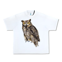 White Great Horned Owl Urban Heavy Tee - LillyAllenDesigns