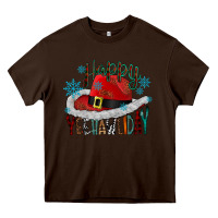 Chocolate Brown happy yeehawliday Heavy Core Tee - CowhideDigitalArt