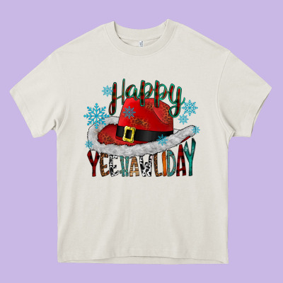 Happy Yeehawliday Heavy Core Tee Designed By Cowhidedigitalart