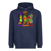 Navy Happy Hallothanksmas Heavyweight Hoodie - NancyCooperArtShop