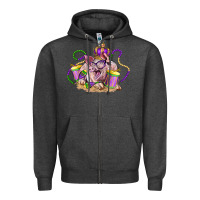 Charcoal Heather Mardi Gras pig Zipper Hoodie - LillyAllenDesigns