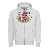 Dove Grey Mardi Gras pig Zipper Hoodie - LillyAllenDesigns