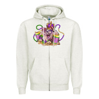 Oatmeal Heather Mardi Gras pig Zipper Hoodie - LillyAllenDesigns