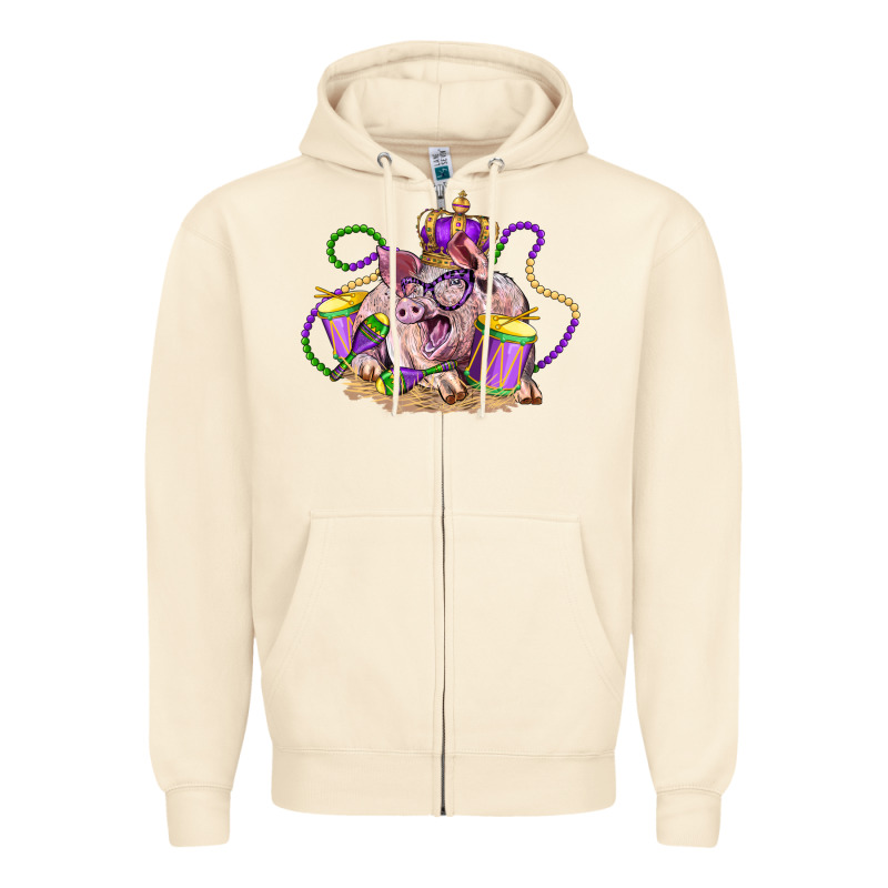 Mardi Gras Pig Zipper Hoodie by LillyAllenDesigns | Teevron