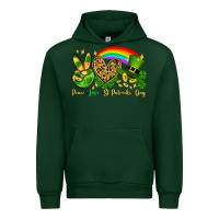 Forest Green Peace love St. Patrick's Day Urban Hoodie - OliviaCreatesArt