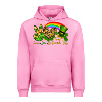 Fuchsia Pink Peace love St. Patrick's Day Urban Hoodie - OliviaCreatesArt