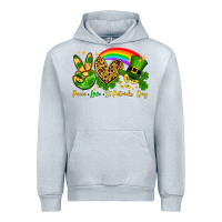 Heather Grey Peace love St. Patrick's Day Urban Hoodie - OliviaCreatesArt