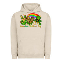 Pigment French Oak Peace love St. Patrick's Day Urban Hoodie - OliviaCreatesArt