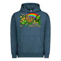 Pigment Midnight Navy Peace love St. Patrick's Day Urban Hoodie - OliviaCreatesArt
