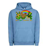Pigment Pebble Blue Peace love St. Patrick's Day Urban Hoodie - OliviaCreatesArt