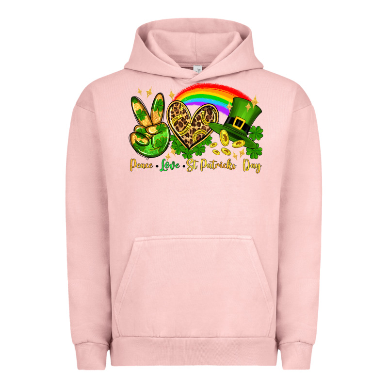Peace Love St. Patrick's Day Urban Hoodie by OliviaCreatesArt | Teevron