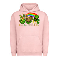 Pigment Salmon Peace love St. Patrick's Day Urban Hoodie - OliviaCreatesArt