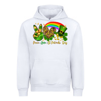 White Peace love St. Patrick's Day Urban Hoodie - OliviaCreatesArt