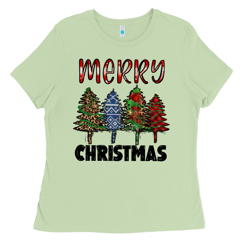 Merry Christmas Trees Ladies Tee by RanaPortraitStore | Teevron