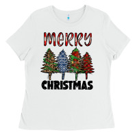White merry christmas trees Ladies Tee - RanaPortraitStore