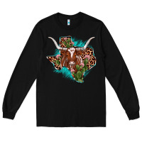 Black texas longhorn texas map Long Sleeve Tee - JahusDesignShop