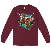 Burgundy texas longhorn texas map Long Sleeve Tee - JahusDesignShop