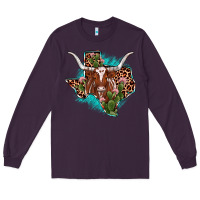 Plum texas longhorn texas map Long Sleeve Tee - JahusDesignShop