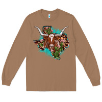 Toasted Coconut texas longhorn texas map Long Sleeve Tee - JahusDesignShop