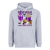 Heather Grey Hocus Pocus I Need Coffee to Focus Heavyweight Hoodie - texasbilliewilder