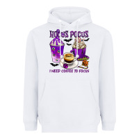 White Hocus Pocus I Need Coffee to Focus Heavyweight Hoodie - texasbilliewilder