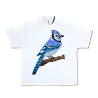 White Blue Jay Bird Urban Heavy Tee - LillyAllenDesigns