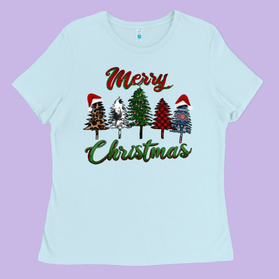 Merry Christmas Trees Ladies Tee Designed By Ranaportraitstore