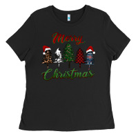 Black merry christmas trees Ladies Tee - RanaPortraitStore