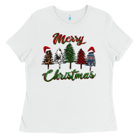 White merry christmas trees Ladies Tee - RanaPortraitStore