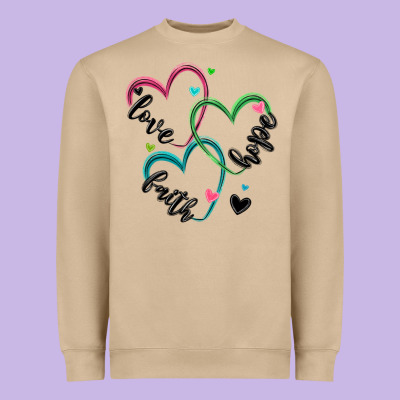 Faith Hope Love Heavyweight Sweatshirt Designed By Maliassmallbusiness