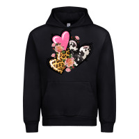 Black Pink glitter leopard cowhide hearts Valentine's Urban Hoodie - FaDigitalArtStudio