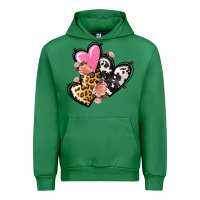 Emerald Pink glitter leopard cowhide hearts Valentine's Urban Hoodie - FaDigitalArtStudio